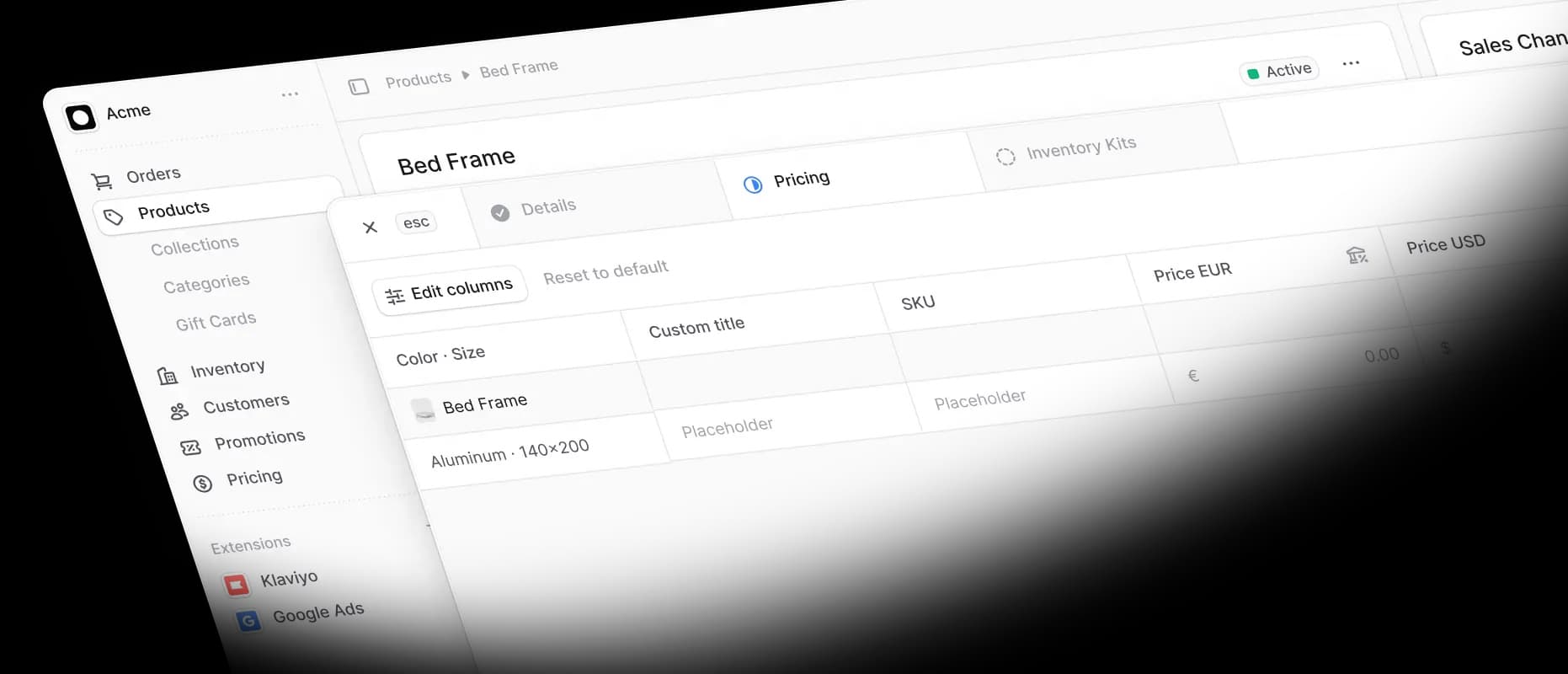 Product Control Interface